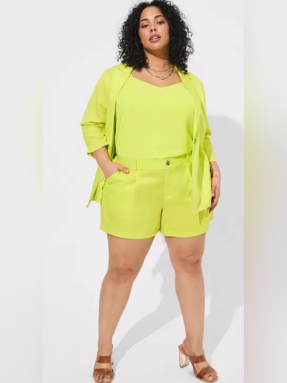 Torrid Studio Linen Short Lime Green High-Rise Tailored